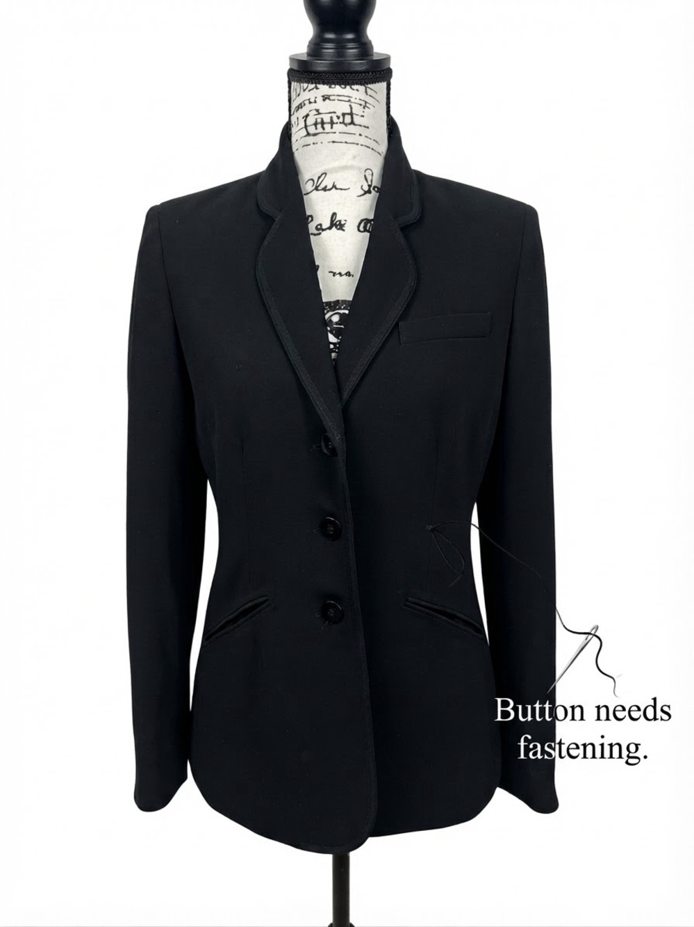 Anne Klein Black Tailored Notch-Lapel Blazer size 6 SLEEK LINES